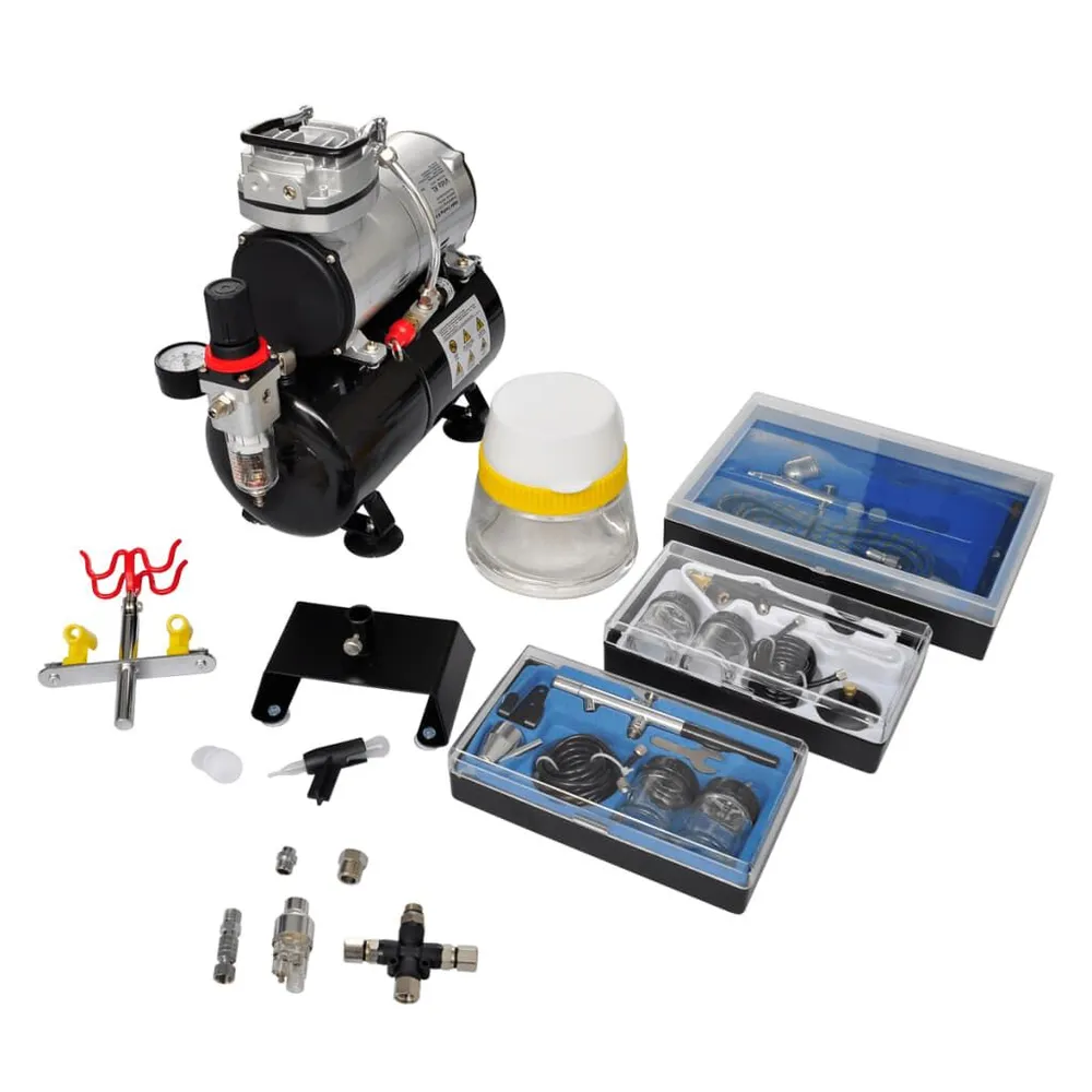 Industrieel Airbrush Compressorset met 3 pistolen