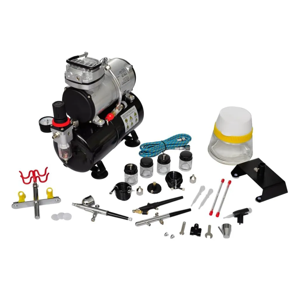 Industrieel Airbrush Compressorset met 3 pistolen