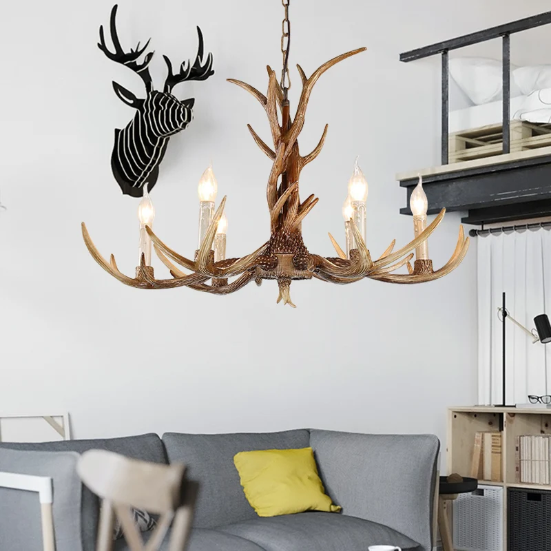 3/6/8 lampen kroonluchter verlichtingsarmatuur antieke kandelaar hars hanglamp natuurtint voor woonkamer