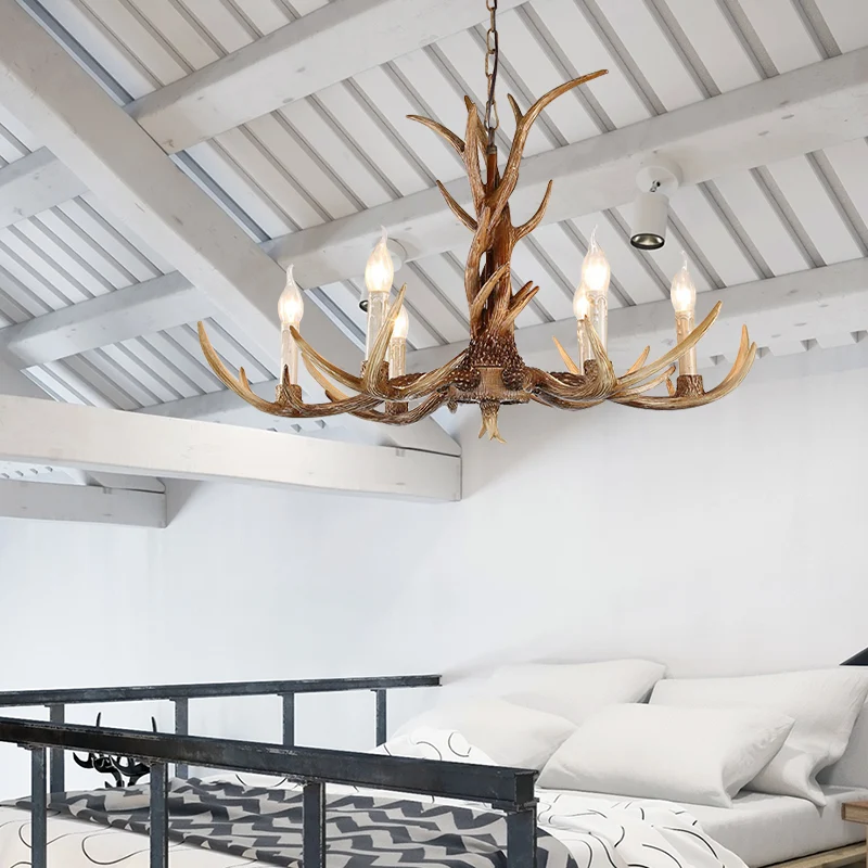 3/6/8 lampen kroonluchter verlichtingsarmatuur antieke kandelaar hars hanglamp natuurtint voor woonkamer