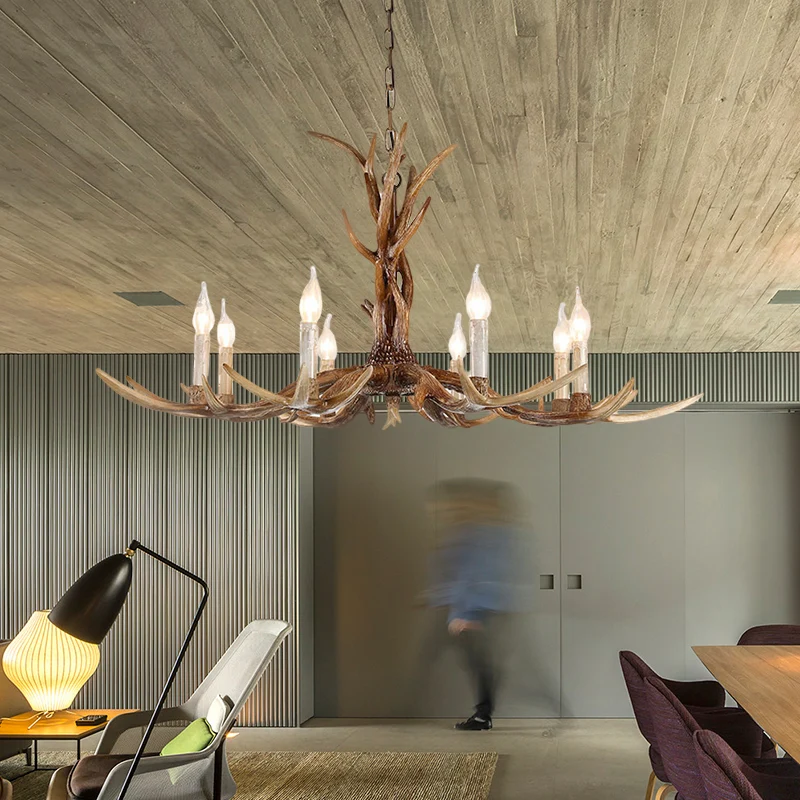 3/6/8 lampen kroonluchter verlichtingsarmatuur antieke kandelaar hars hanglamp natuurtint voor woonkamer