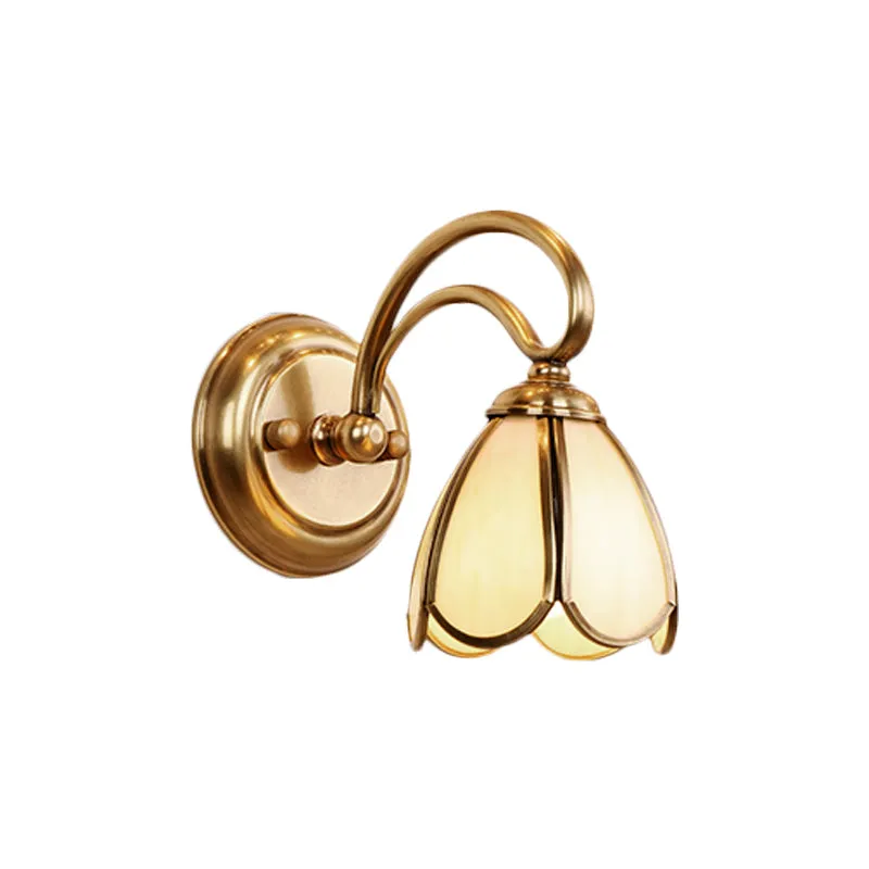 Bloemen badkamer badlamp kolonialisme mat wit glas 1/3-lamp gouden ijdelheid verlichtingsarmatuur