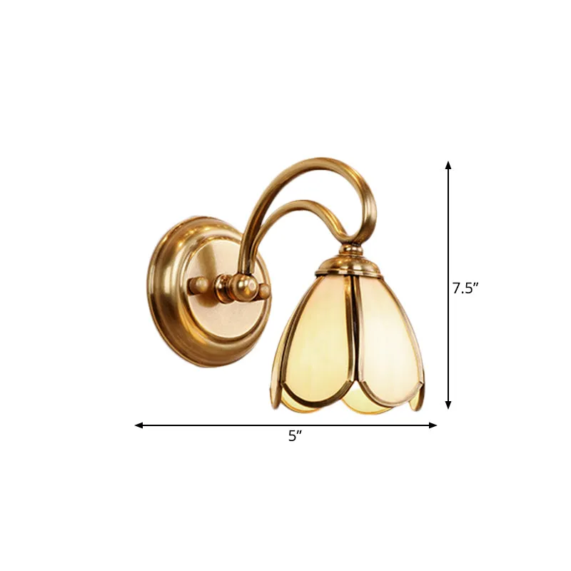Bloemen badkamer badlamp kolonialisme mat wit glas 1/3-lamp gouden ijdelheid verlichtingsarmatuur