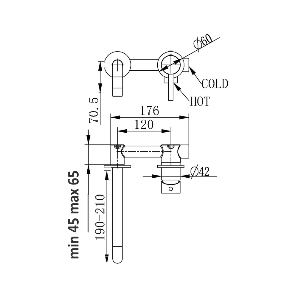 Built- basin mixer Echo series chrome-plated geel koper