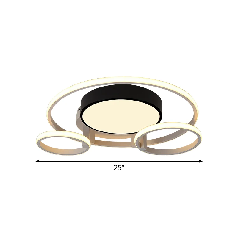 Circular Acrylic Flush Ceiling Light Modern Modieus 2/3 Lights Black Finish Ceiling Mount Fixture Living Room Black