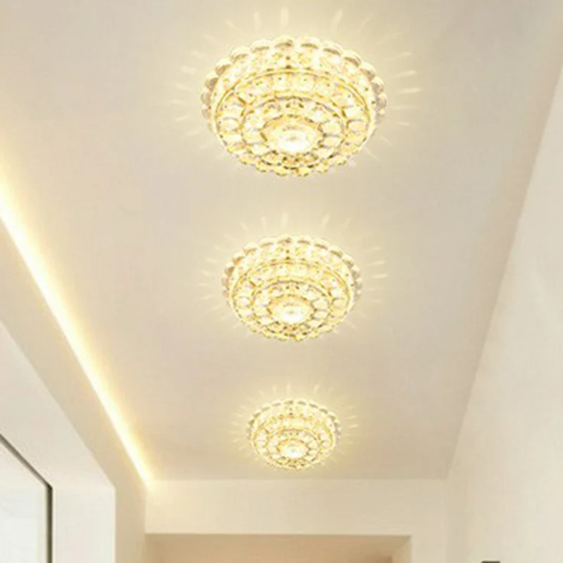 Crystal Round Flush Light Artistic Glashelder LED Flush Ceiling Light Fixture Entryway Clear