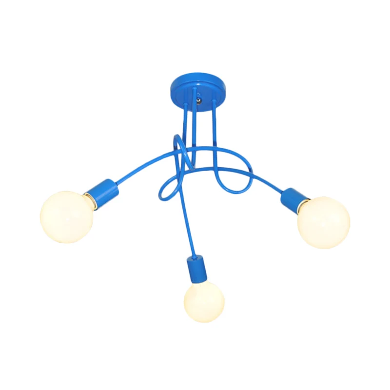 Gebogen arm semi-inbouwverlichting Hedendaags metaal 3/5 lichts Blauw/rood semi-inbouw plafondlamparmatuur