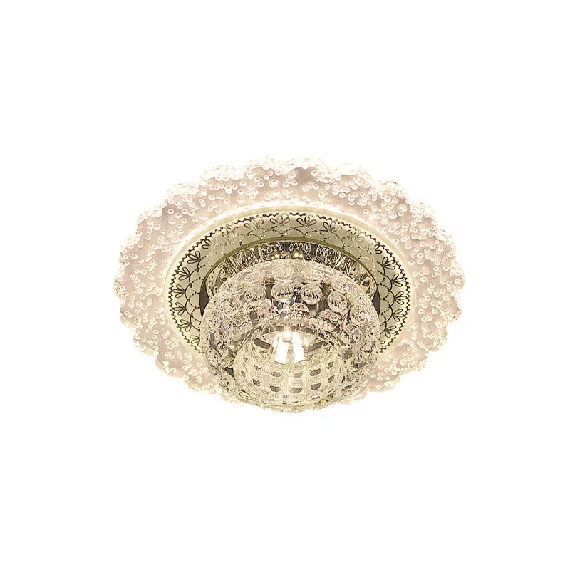 Heldere kristallen koepelinbouwarmatuur, moderne LED-gang dicht bij plafondlamp met rucherand warm/wit zwak