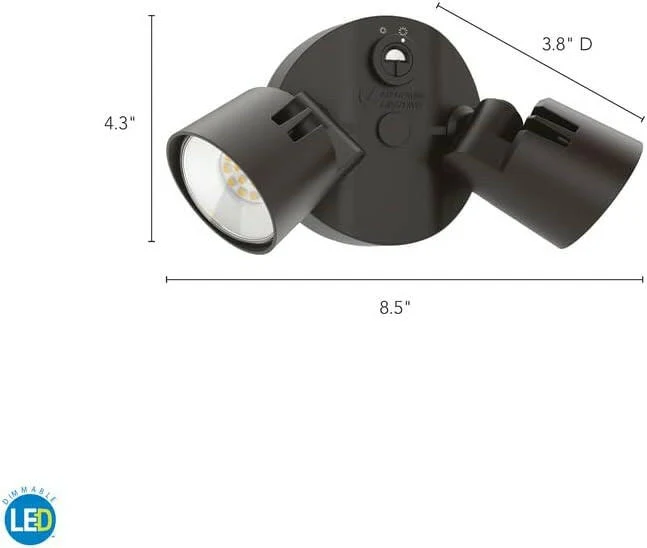 Lithonia Lighting HomeGuard Security Flood Lights 1750-2750 Lumens, 2-Light, Photocell Sensor, Dark Brons