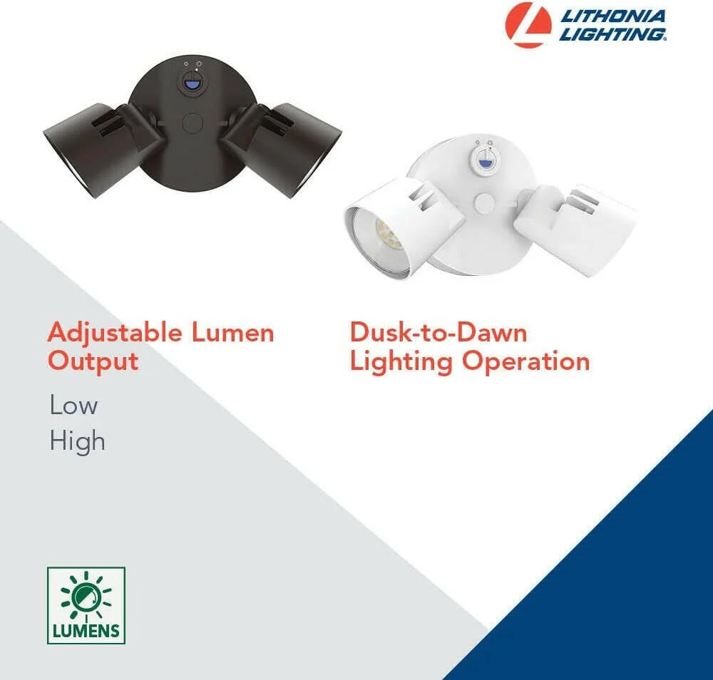 Lithonia Lighting HomeGuard Security Flood Lights 1750-2750 Lumens, 2-Light, Photocell Sensor, Dark Brons