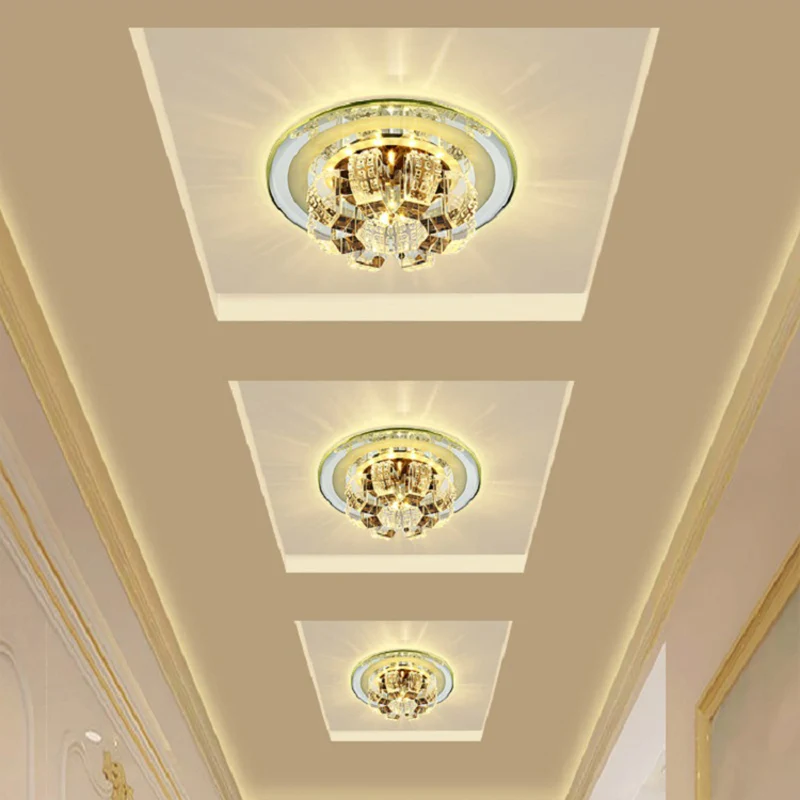 Modern LED Flush Mount Lighting Chroom Floral Ceiling Light Faceted Crystal Shade Chrome