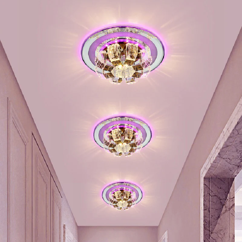 Modern LED Flush Mount Lighting Chroom Floral Ceiling Light Faceted Crystal Shade Chrome