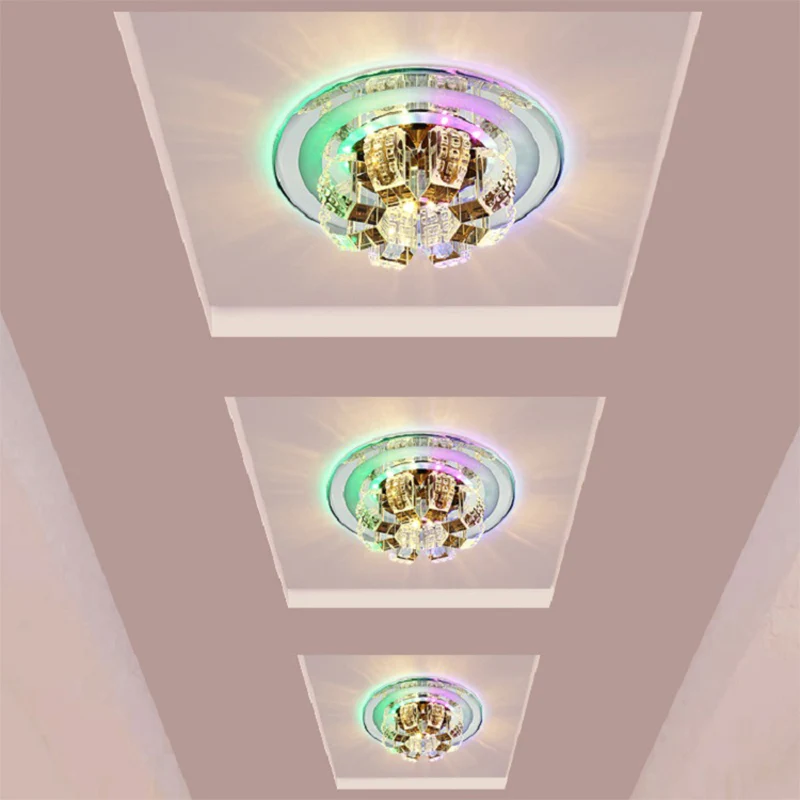 Modern LED Flush Mount Lighting Chroom Floral Ceiling Light Faceted Crystal Shade Chrome