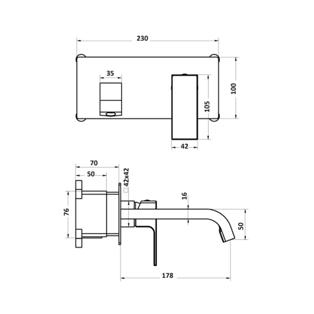 Pair built- faucet mixers sink and bidet Lumix series chrome-plated geel koper