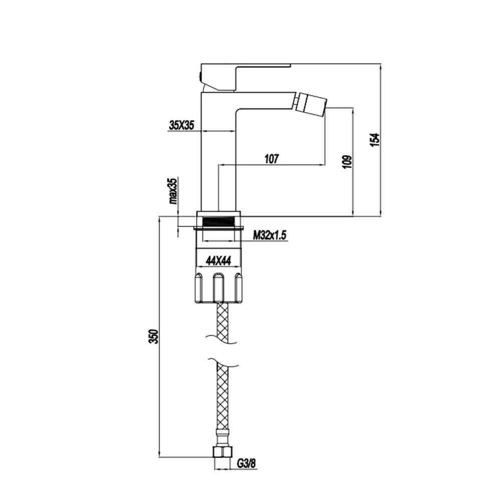 Single-lever bidet mixer RubiFlux Rose series - Metaalglans