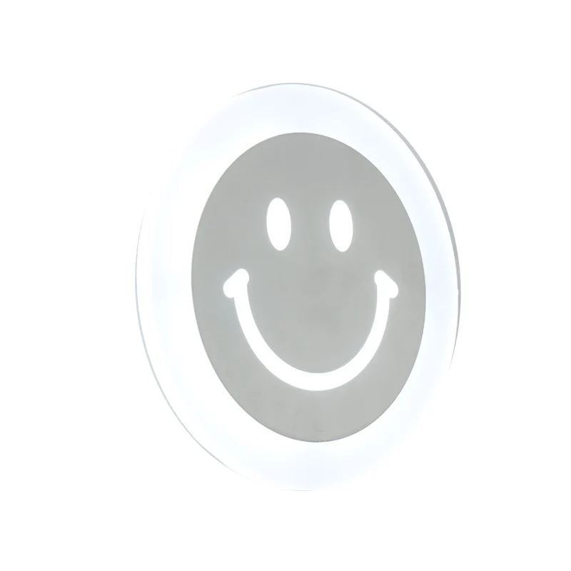Smiley Face LED Sconce Lamp Ultra-Thin Kunststof glas Shaded LED Wall Lighting Fixture Warm/White Light White