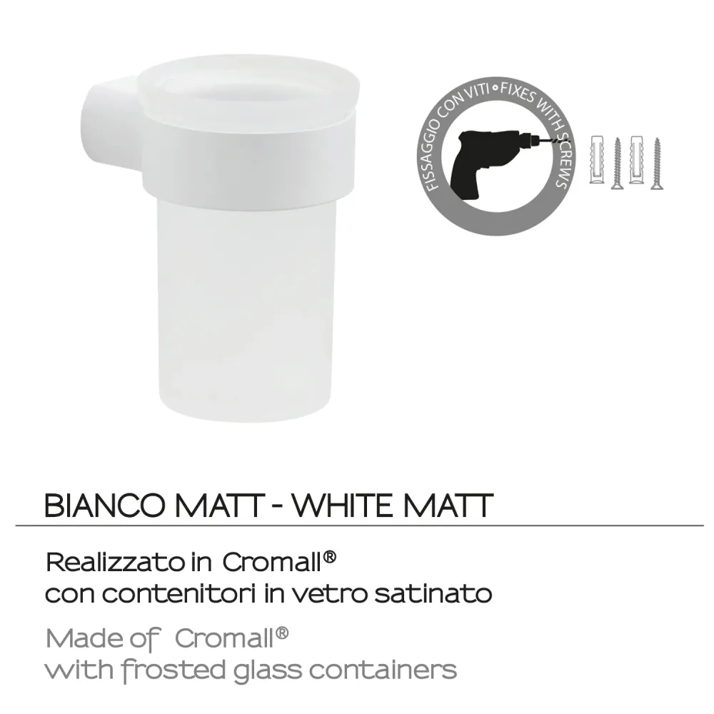 Wall toothbrush holder Messing and Cromall Gedy Pirenei series - Matte White