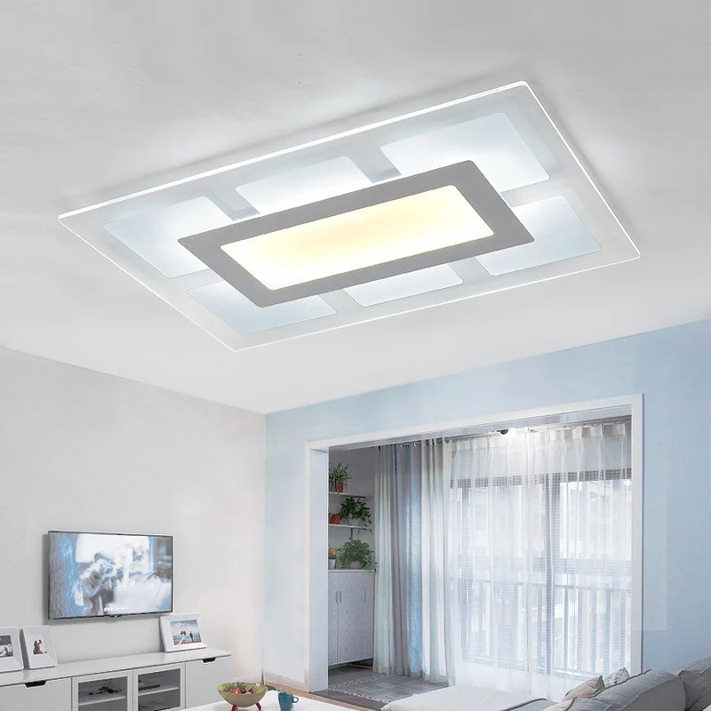 Wit rechthoekig plafondgemonteerd lichtarmatuur eigentijds acryl 23,5"/35,5" brede LED inbouw warm/wit licht