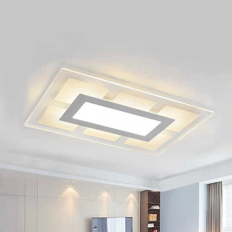 Wit rechthoekig plafondgemonteerd lichtarmatuur eigentijds acryl 23,5"/35,5" brede LED inbouw warm/wit licht