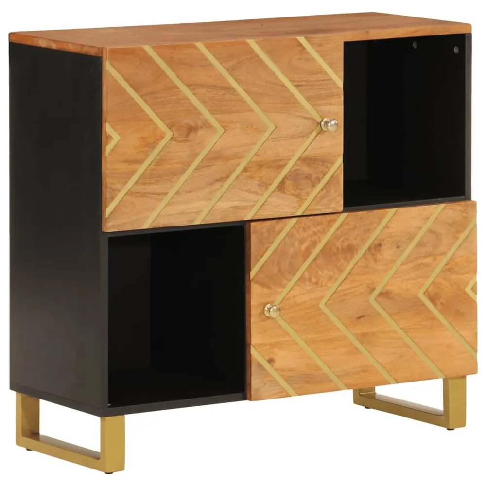 Dressoir 80x33,5x75 cm massief mangohout bruin en zwart voor Moderne Voordeuren