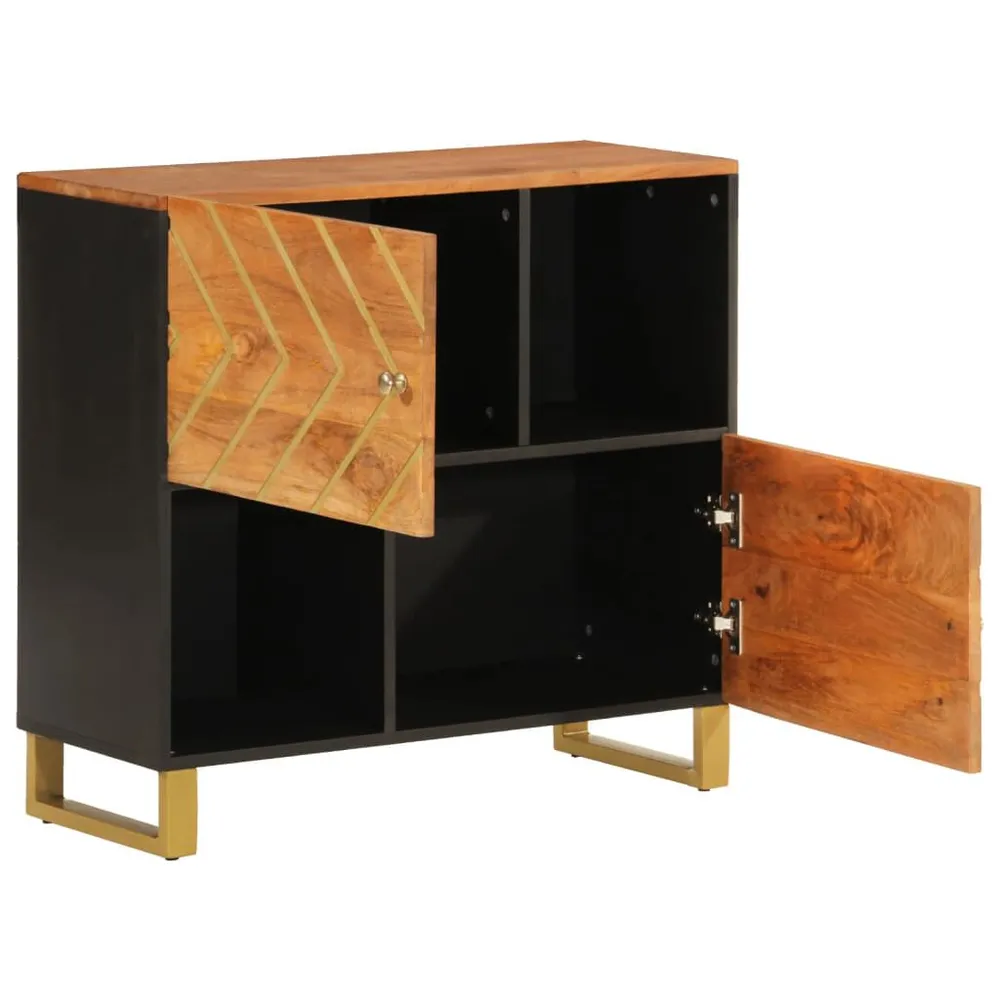 Dressoir 80x33,5x75 cm massief mangohout bruin en zwart voor Moderne Voordeuren