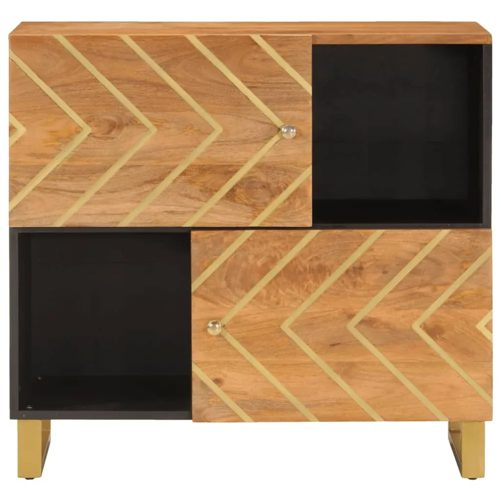 Dressoir 80x33,5x75 cm massief mangohout bruin en zwart voor Moderne Voordeuren