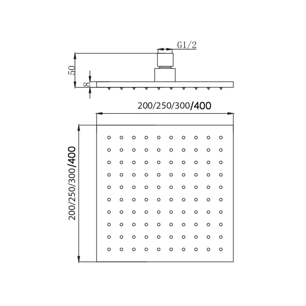 Laser Calais 250mm single-jet and inspectable showerhead