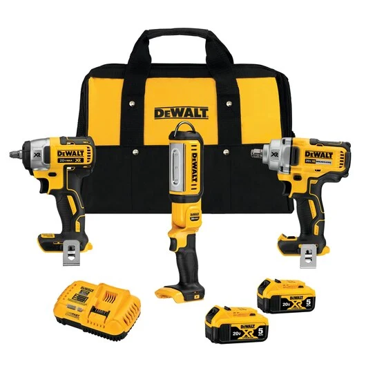 Verzinkt DEWALT 20V Max Xr Impact Wrench Combo Kit, 1/2-Inch & 3/8-Inch Led Handheld Area Light, 3-Tool