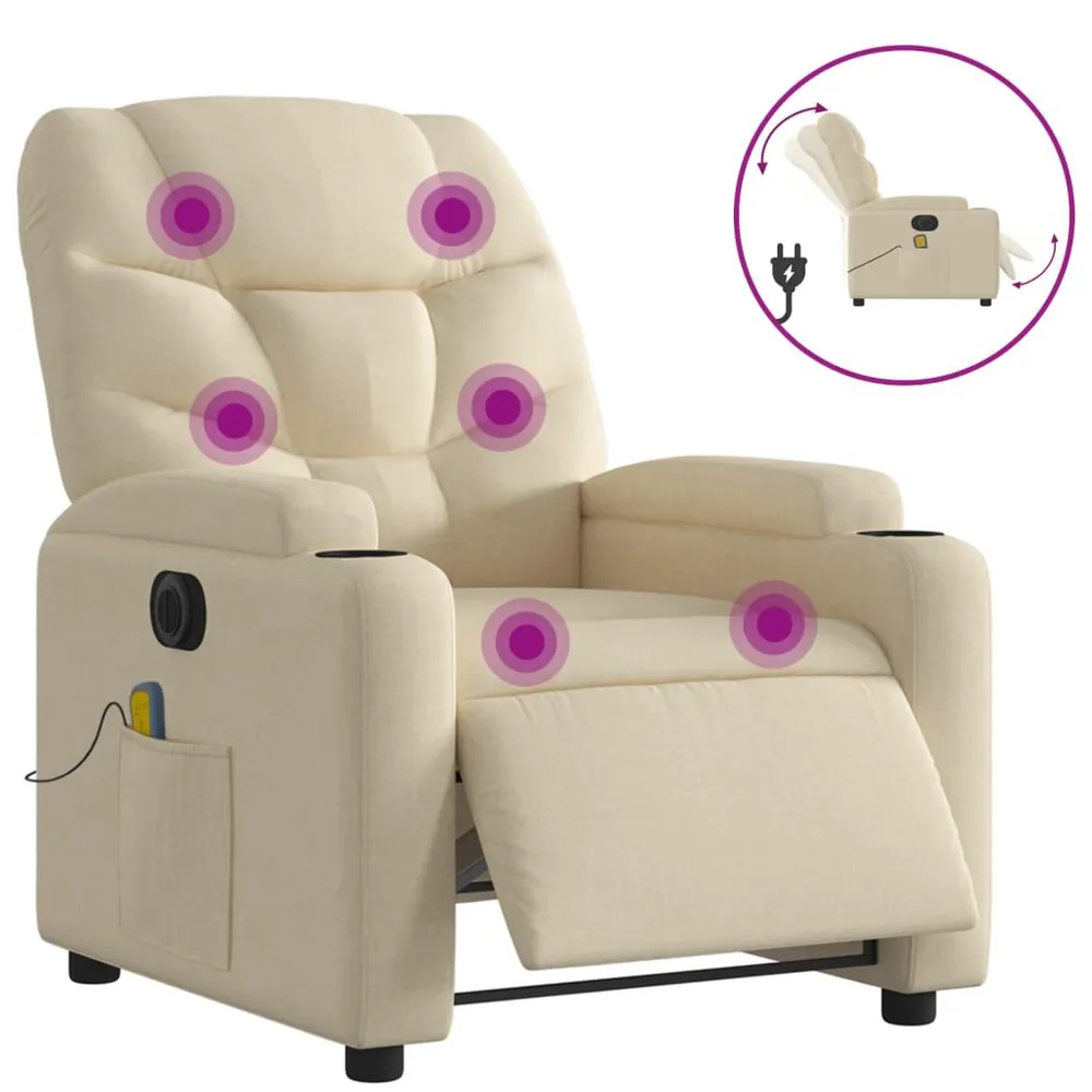 Cordless Massagestoel elektrisch verstelbaar stof crèmekleurig
