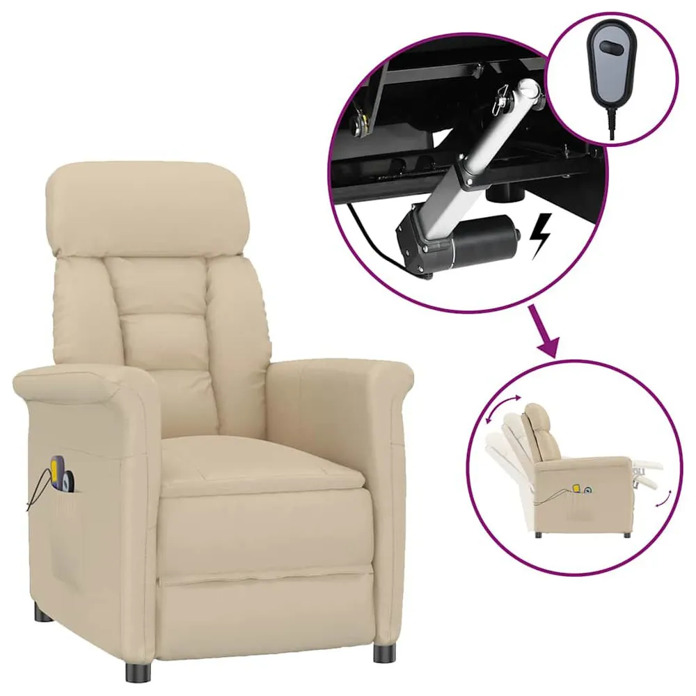 Massagestoel elektrisch kunstsuèdeleer crèmekleurig XL Grip