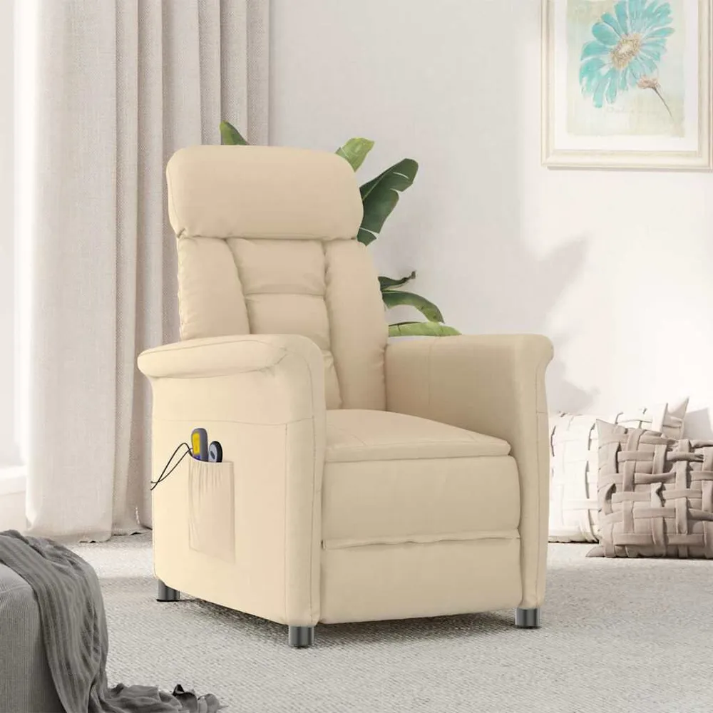 Massagestoel elektrisch kunstsuèdeleer crèmekleurig XL Grip