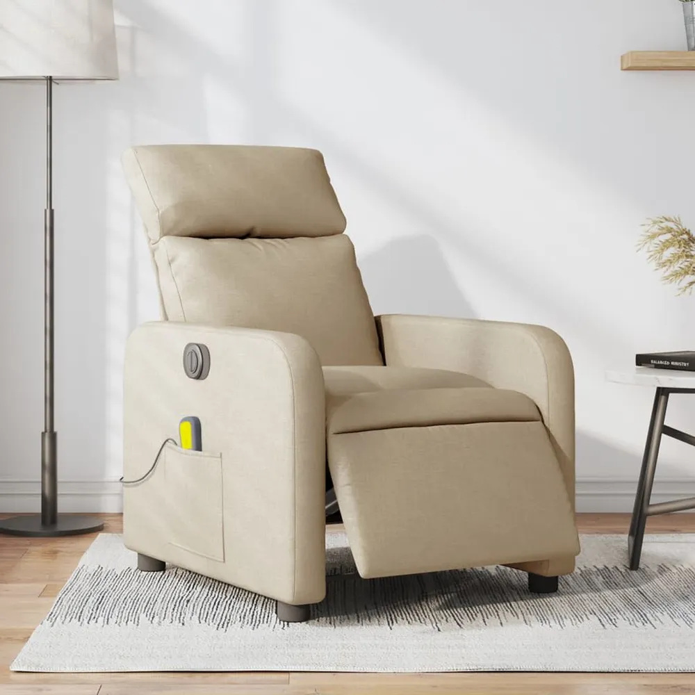 Massagestoel elektrisch verstelbaar stof crèmekleurig met 2 Accu's en Lader