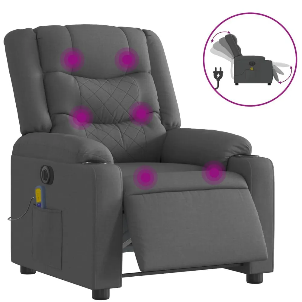 Massagestoel elektrisch verstelbaar stof donkergrijs CE Goedgekeurd