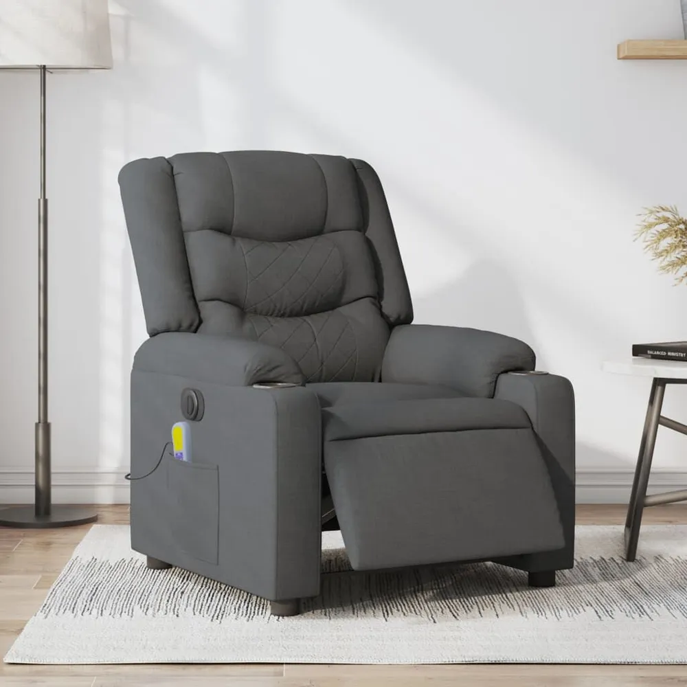 Massagestoel elektrisch verstelbaar stof donkergrijs CE Goedgekeurd