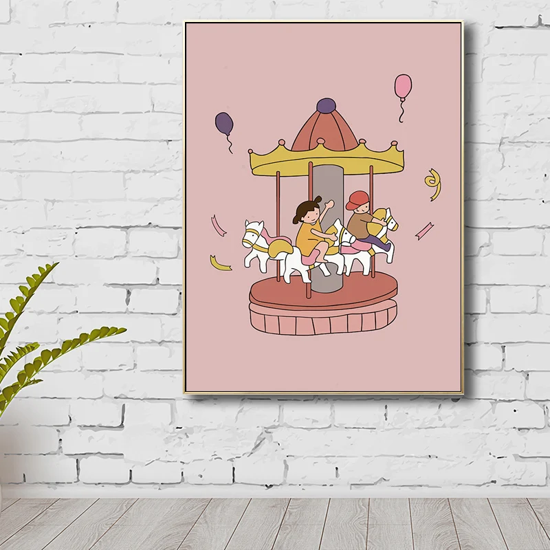 Familiemomenten Tekening Muurkunst Pastel Canvasdoek Print Muurdecoratie, Getextureerd oppervlak met UV-Bescherming
