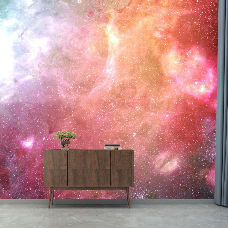 Simple Galaxy Wall Decor Framboos and Orange Bedroom Wall Mural Decal, Personalized Size Available voor badkamers en keuke...