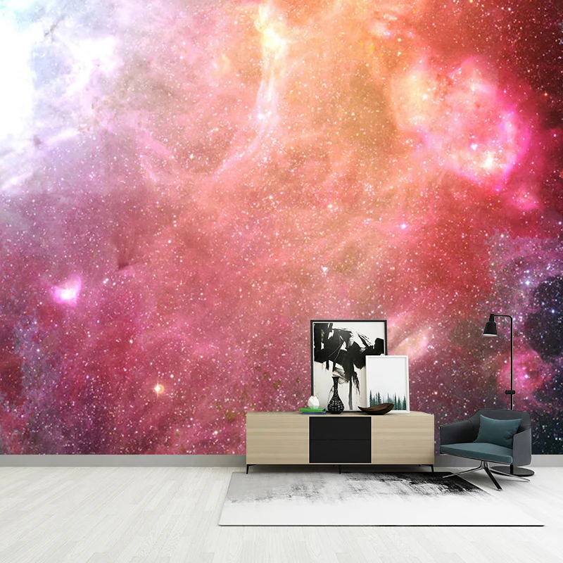 Simple Galaxy Wall Decor Framboos and Orange Bedroom Wall Mural Decal, Personalized Size Available voor badkamers en keuke...