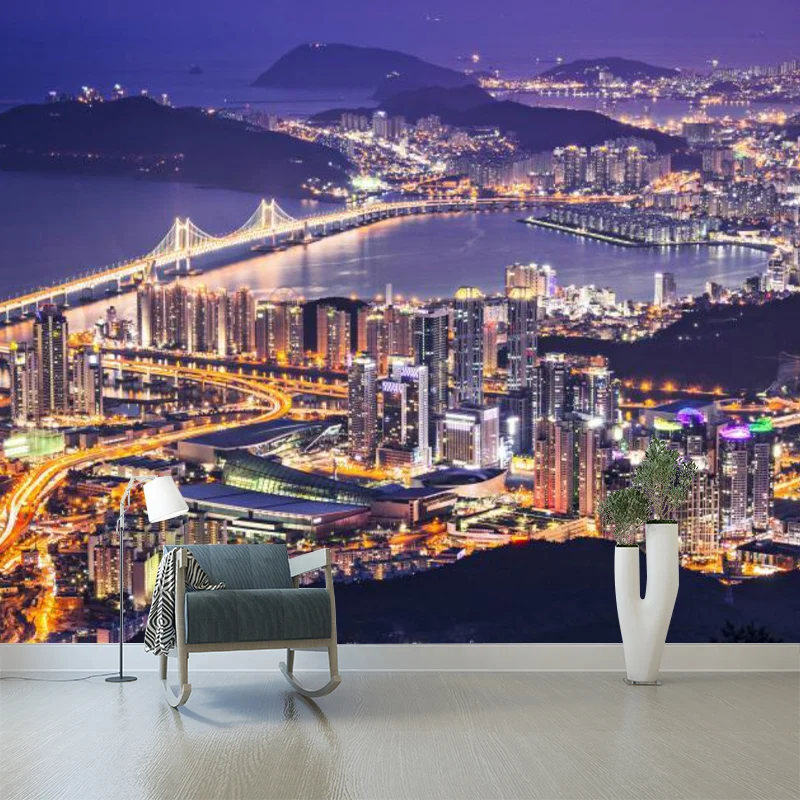 Simplicity Night Scenery Wall Mural Accent Wall, Personalized Size Wall Decor Dieppaars Purple
