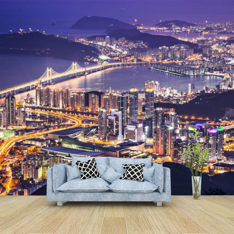 Simplicity Night Scenery Wall Mural Accent Wall, Personalized Size Wall Decor Dieppaars Purple