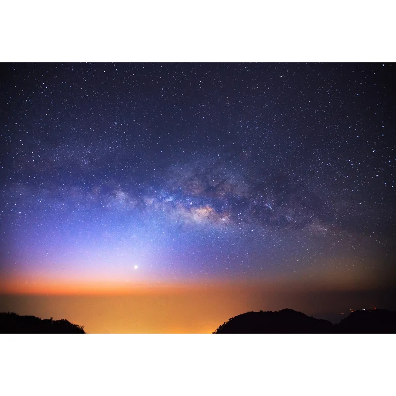 Washable Galaxy Moon Night Mural Decal Contemporary Non-Woven Wall Covering, Aangepast Print met minimale spatten Blue