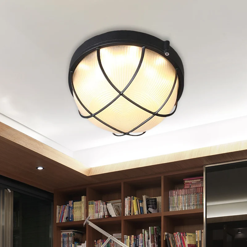Energiezuinige LED 1 inbouwlamp boerderijkoepel matglazen plafondlamp wit/zwart voor slaapkamer