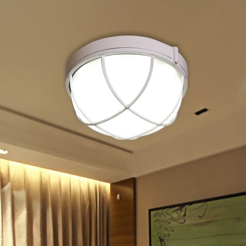Energiezuinige LED 1 inbouwlamp boerderijkoepel matglazen plafondlamp wit/zwart voor slaapkamer
