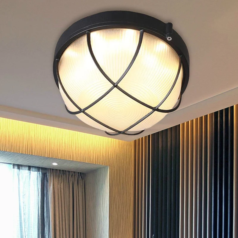 Energiezuinige LED 1 inbouwlamp boerderijkoepel matglazen plafondlamp wit/zwart voor slaapkamer