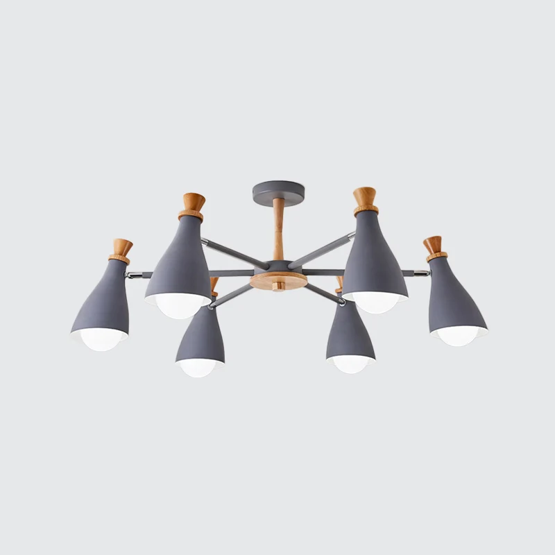Energiezuinige LED Woonkamer halve fles kroonluchter 6/8 koppen metaal Macaron Loft snoepkleurige hanglamp grijs/wit