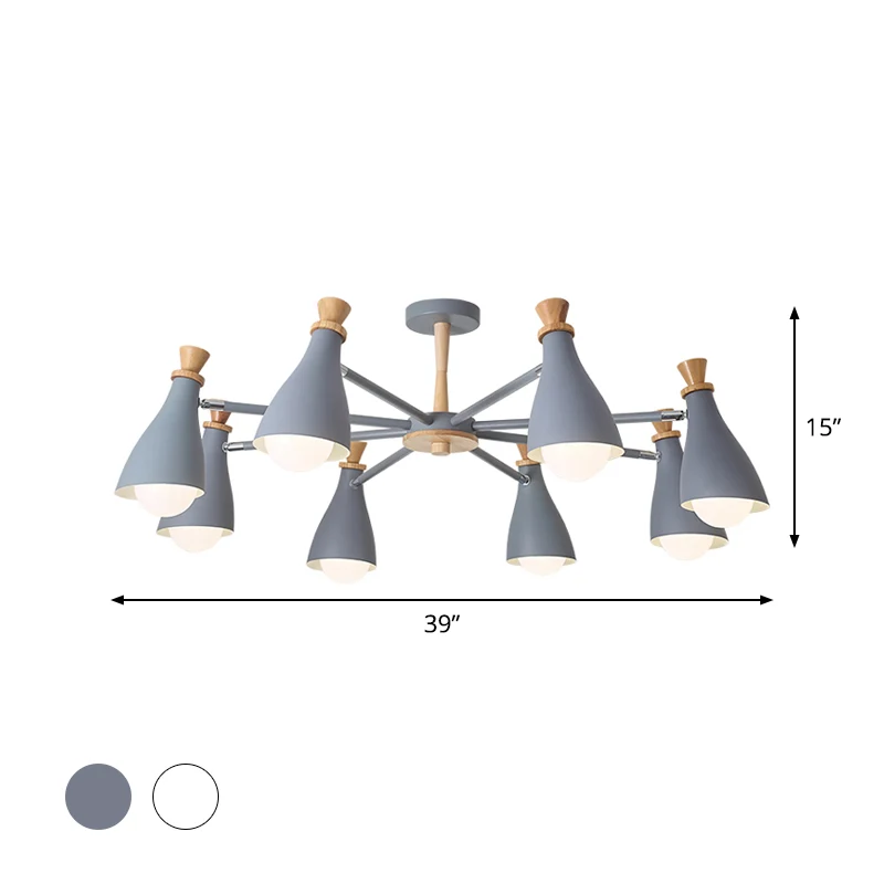 Energiezuinige LED Woonkamer halve fles kroonluchter 6/8 koppen metaal Macaron Loft snoepkleurige hanglamp grijs/wit