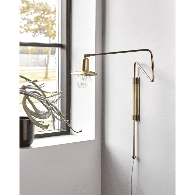 Industrieel Retro House Doctor Swing Wandlamp, Messing