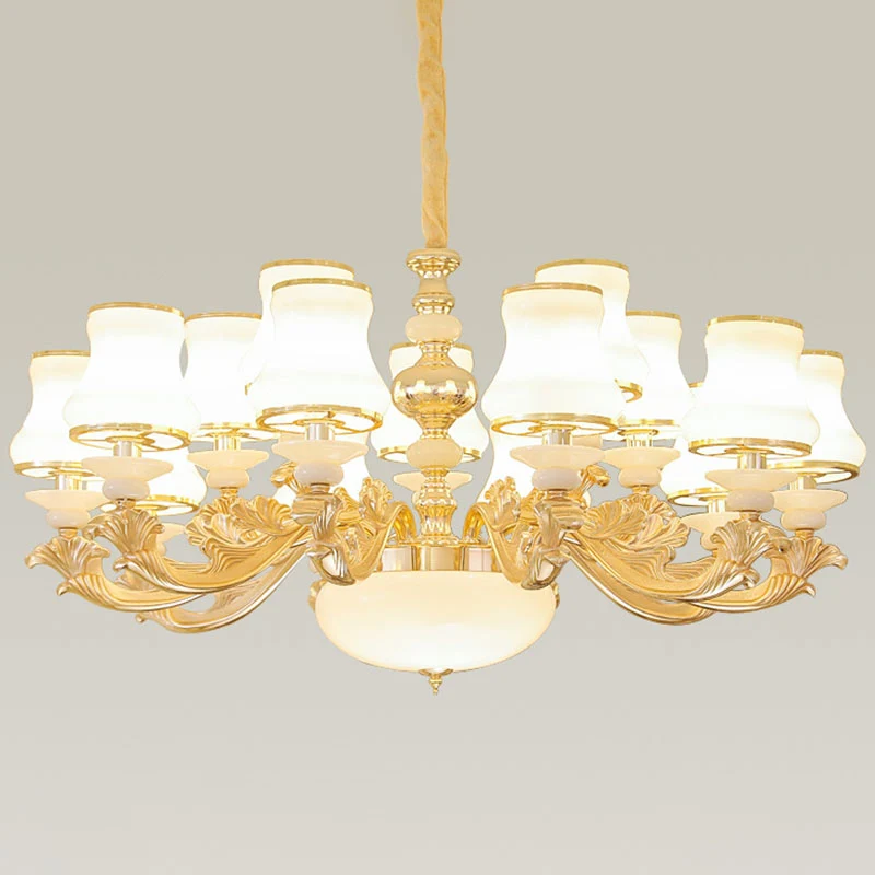 Industrieel Retro Nordic uitlopende kroonluchterlamp melkachtig glas woonkamer hangend plafondlicht goud