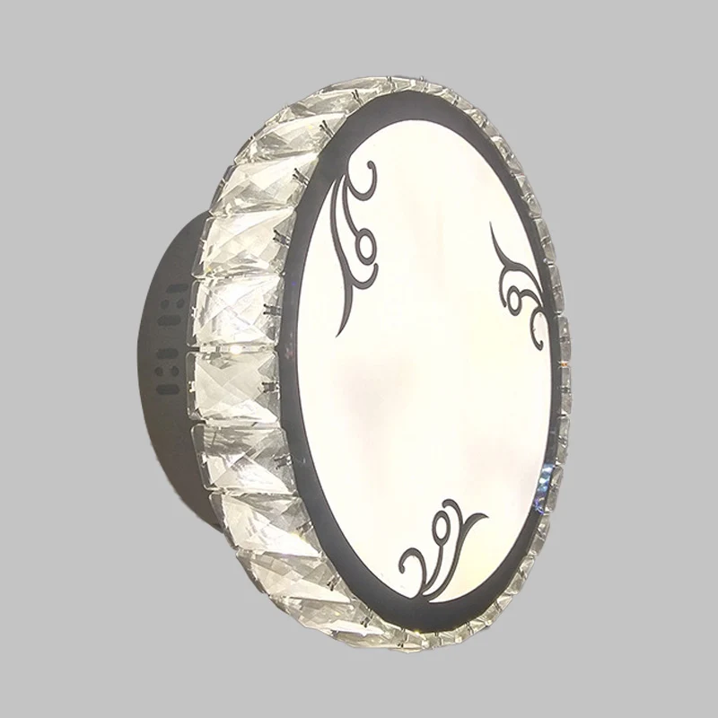 Ronde wandlamp van helder kristal, eigentijdse LED-witte wandverlichting warm/wit/tweekleurig zwak