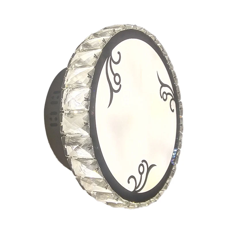 Ronde wandlamp van helder kristal, eigentijdse LED-witte wandverlichting warm/wit/tweekleurig zwak