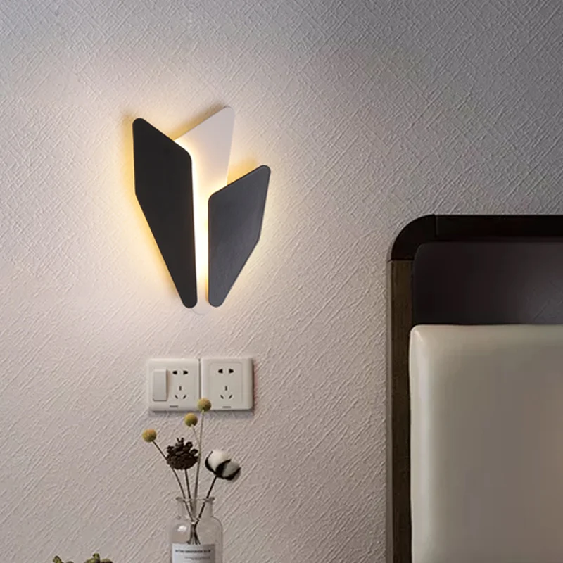 Splicing nachtkastje wandlamp blaker metaal LED eigentijdse wandgemonteerde lamparmatuur zwart, warm/wit helder - Met Dimf...